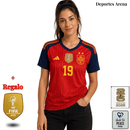 🏆Camiseta España Bicampeona del Mundo 2026 – 1ª Equipación Roja Mujer