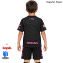 Conjunto Niño Málaga CF 3ª Equipación 2026/27 – Camiseta y Pantalón Negra Rosa | Málaga es Provincia
