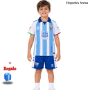 Conjunto Niño Málaga CF 1ª Equipación 2026/27 – Camiseta y Pantalón Blanca Azul