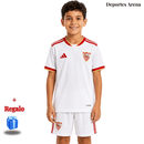 Conjunto Niño Sevilla FC 1ª Equipación 2026/27 – Camiseta y Pantalón Blanco Rojo