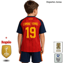 🏆 Conjunto Niño España Bicampeona del Mundo 2026 – 2ª Equipación Camiseta y Pantalón