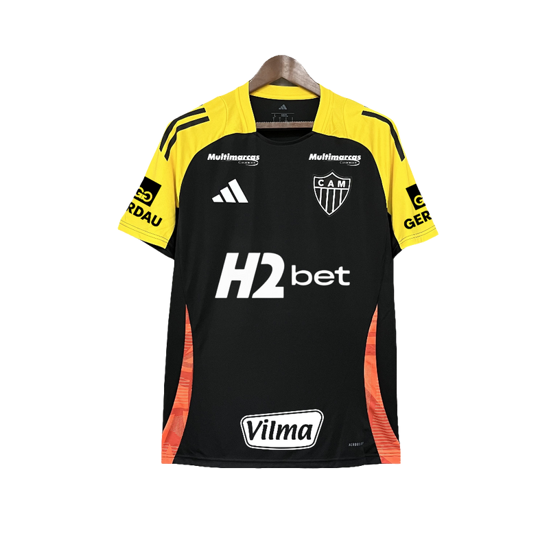Camiseta Atlético Mineiro 25/26 Entrenamiento - Todos los Patrocinios - Negro - Versión Aficionado