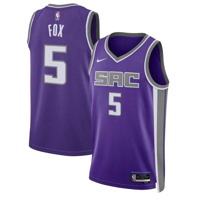 Camiseta NBA De'Aaron Fox - Sacramento Kings - 2023 - Edición Ícono - Morado