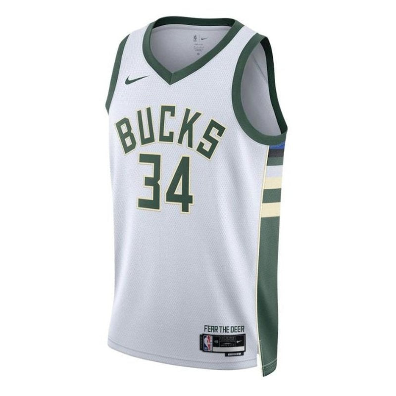 Camiseta NBA Giannis Antetokounmpo - Milwaukee Bucks - 2023 - Edición Asociación - Blanco