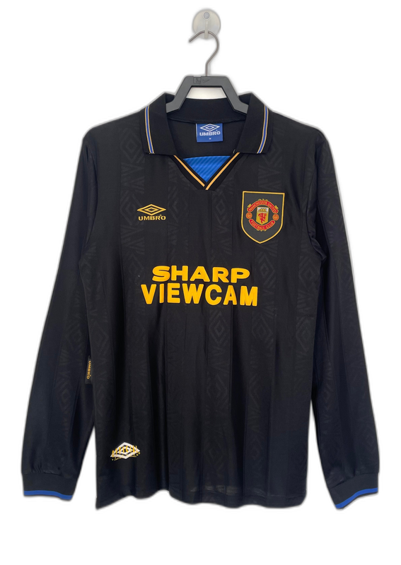 Camiseta Manchester United 93/94 Negro - Manga Larga Versión Retro
